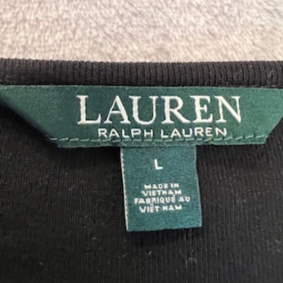 Lauren Ralph Lauren Women's Large Black Long Sleeve T-Shirt Gold Metal Accents - Picture 11 of 16